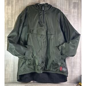 Y2K STRUCTURE Men’s Coat Green Pullover Fleece Lined Green Waterproof Outer XL